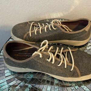 Skechers Brown and Cream Sneakers with Cushioned Insole